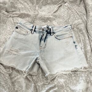 KanCan Light Blue Frayed Hem Jean Shorts